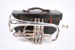 An early 20th century 'Boosey & Co.' Solbron Class A silver plated cornet, cased.