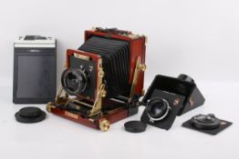 A Wista Field 4x5 large format camera outfit. Serial number 53457.