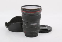 A Canon Zoom EF 17-40mm f4 L USM lens. Optics F, functions well.