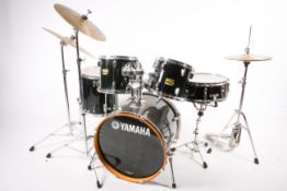 Yamaha YD Series five piece drum kit in black with Stagg symbols.