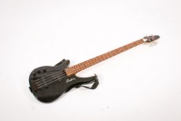 A Tanglewood Rebel 4k left-handed electric bass guitar.