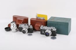 Two USSR 35mm cameras. To include a FED 2 rangefinder. Shutter working. Serial number 1192762.