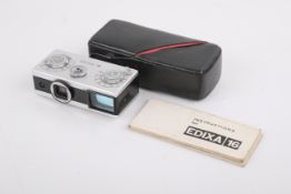 A Wirgin Edixa 16 Sub-miniature camera. Serial number 407553. With a Rodenstock 25mm f2.