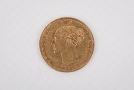 An 1879 half sovereign coin.