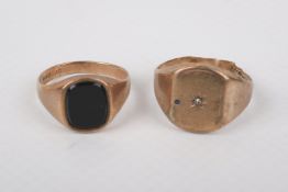 Two 9ct gold signet rings.