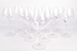 A set of twelve Riedel crystal wine glasses. In the original box, H23cm.