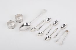 A collection of Georgian and later silver. Comprising a serving spoon, 57.