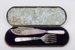 A Victorian fish serving knife and fork.