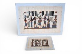 Two contemporary Egyptian pictures. Both in glazed frames largest 70cm x 50cm.