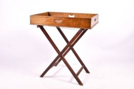 A Victorian mahogany butler's tray on stand.