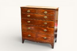 A 19th century mahogany veneered two-part chest of drawers.