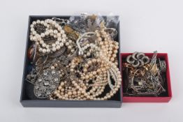 A collection of costume and silver jewellery.