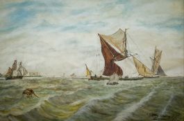 Thomas Bush Hardy (1842-1897), watercolour, 'On the Medway'.