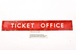 Two British Railways metal signs 'Ticket Office' and 'Highways Act 1959'.