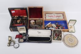 A collection of costume jewellery and small collectables and jewellery boxes.