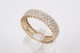 A full eternity ring set with cubic zirconia.