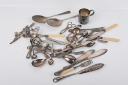 A small quantity of silver and silverplated flatware.