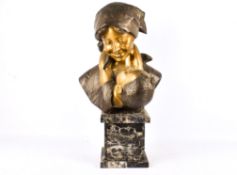 After Antonio Merente, 'Motherly Love' a 20th century brown and gilded patinated bronze sculpture.