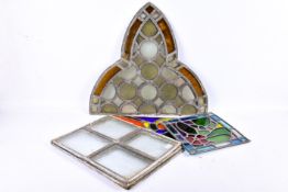 Six pieces of 20th century leaded glass.