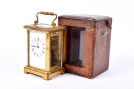 A 20th century French brass carriage clock.