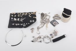A group of silver and costume jewellery.