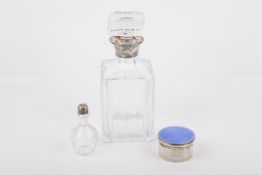 Three 20th century silver mounted glass items.
