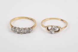 Two 18ct gold and diamond rings.