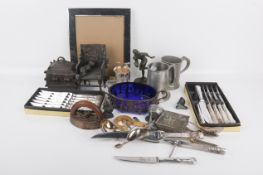 A collection of assorted silver plated and other metalware items.