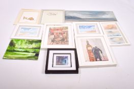 An assortment of contemporary artwork.