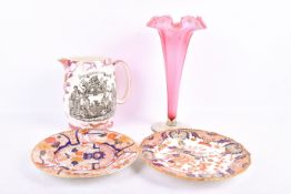 Four 19th century and later glass or ceramic items.