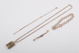 A small group of gold jewellery.