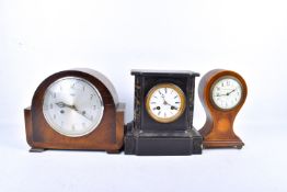 Three assorted mantel clocks.