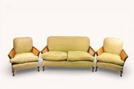 A three-piece suite of Bergere lounge furniture.