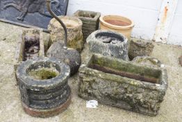 A selection of reconstutited stone garden planters.