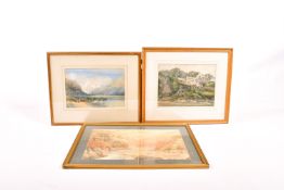 Three 20th century watercolours. Including an oriental riverside landscape, signed 'Y.