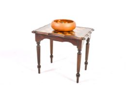 An unmarked Staunton fruitwood chess set and a checker board top table.