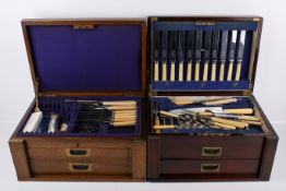 Two campaign chest style canteens of cutlery.