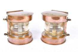 Pair of Meteor 'Masthead' copper ship's lanterns converted to electricity.