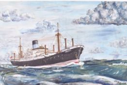 R M Woodman (20th century) - M V Cyclops - oil on canvas, 1963.