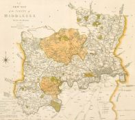 A 19th century hand coloured map of the County of Middlesex. Printed by C. Smith.