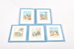 Henry Couve (20th century) - five French comic polychrome prints.