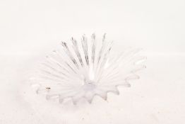 A late 20th century Dartington crystal palm leaf bowl centrepiece designed by Anita Harris.