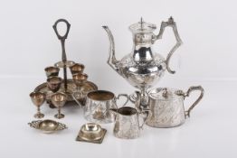 A small quantity of silverplated tableware.