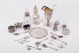 An assortment of 19th century and later silver and white metal.