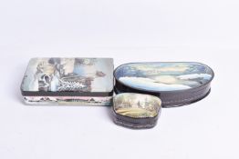 Three Russian hand painted papier mache boxes.