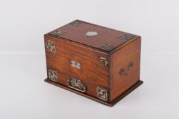 A Victorian brass bound oak stationery box.