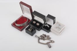 A small group of silver and costume jewellery.