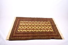 A modern geometric red and blue rug Persian style rug.