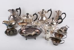 A box of silverplated table items.