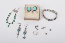 An assortment of silver and white metal jewellery.